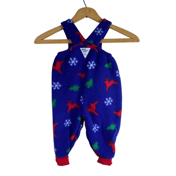 Vtg Oshkosh B'Gosh Baby Fleece Overalls Vestbak 12M 12 Months Boy Girl USA Made - Picture 1 of 5